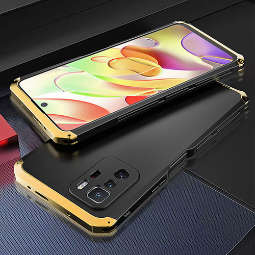 Luxury Aluminum Metal Cover Case 360 Degrees for Xiaomi Poco X3 GT 5G Gold and Black