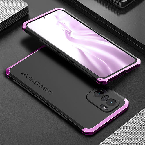 Luxury Aluminum Metal Cover Case 360 Degrees for Xiaomi Redmi K40 5G Purple