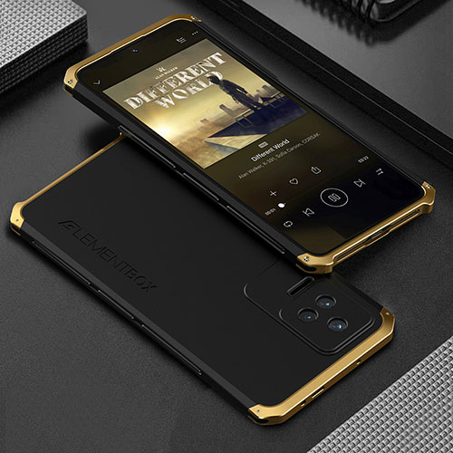 Luxury Aluminum Metal Cover Case 360 Degrees for Xiaomi Redmi K40S 5G Gold and Black