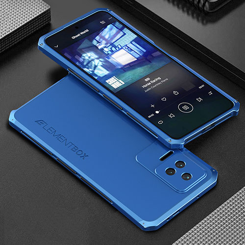 Luxury Aluminum Metal Cover Case 360 Degrees for Xiaomi Redmi K50 5G Blue