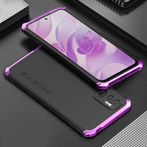 Luxury Aluminum Metal Cover Case 360 Degrees for Xiaomi Redmi Note 10 JE 5G Purple