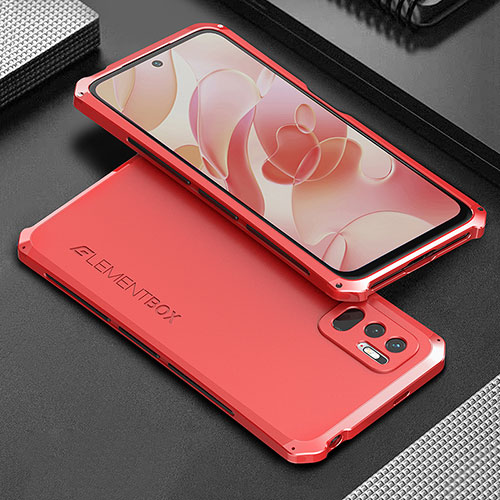 Luxury Aluminum Metal Cover Case 360 Degrees for Xiaomi Redmi Note 10 JE 5G Red