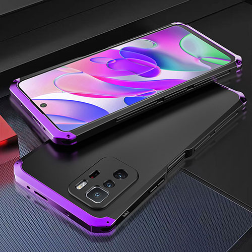 Luxury Aluminum Metal Cover Case 360 Degrees for Xiaomi Redmi Note 10 Pro 5G Purple