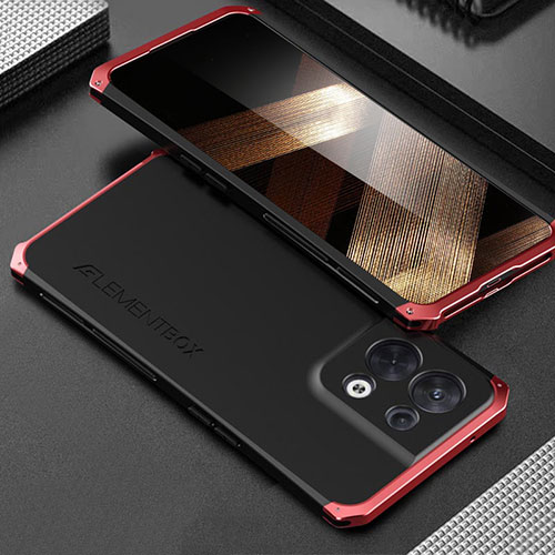 Luxury Aluminum Metal Cover Case 360 Degrees for Xiaomi Redmi Note 13 5G Red and Black