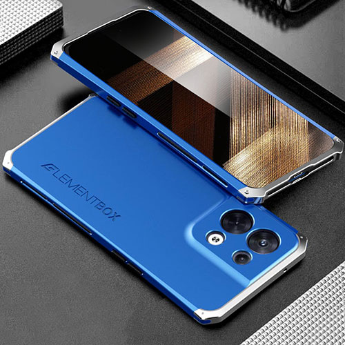 Luxury Aluminum Metal Cover Case 360 Degrees for Xiaomi Redmi Note 13 Pro 5G Silver and Blue