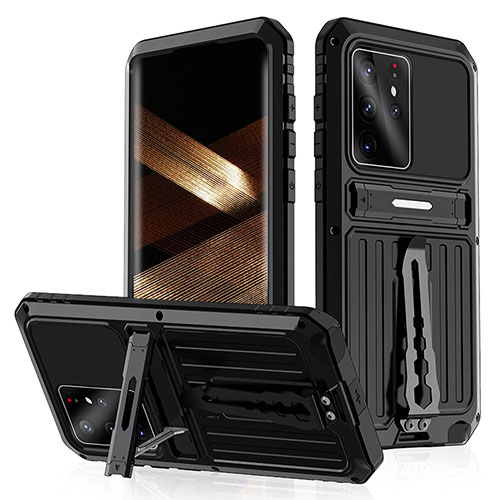 Luxury Aluminum Metal Cover Case 360 Degrees LK2 for Samsung Galaxy S24 Ultra 5G Black