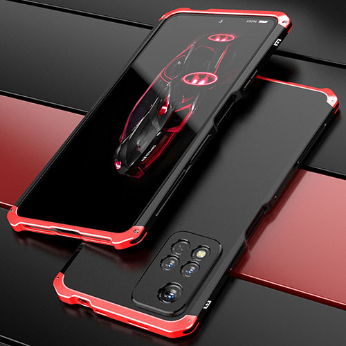 Luxury Aluminum Metal Cover Case 360 Degrees P01 for Xiaomi Mi 11i 5G (2022) Red and Black