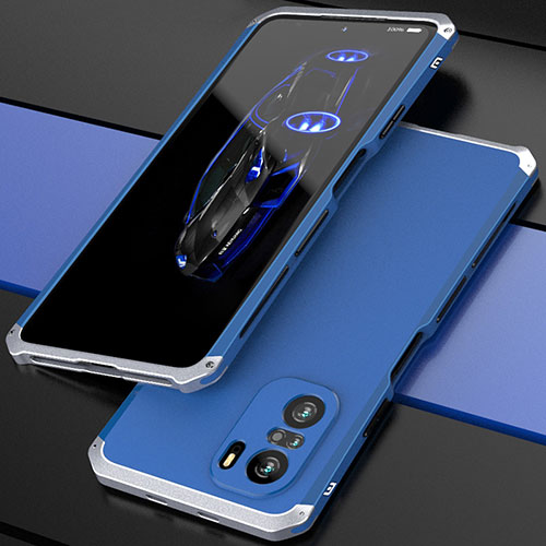 Luxury Aluminum Metal Cover Case 360 Degrees P01 for Xiaomi Mi 11X 5G Silver and Blue