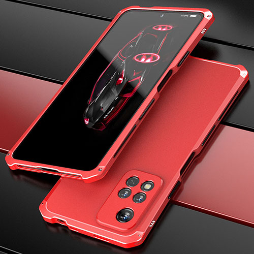 Luxury Aluminum Metal Cover Case 360 Degrees P01 for Xiaomi Poco X4 NFC Red