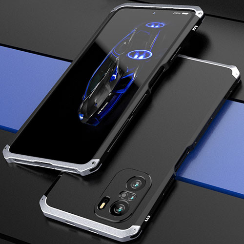 Luxury Aluminum Metal Cover Case 360 Degrees P01 for Xiaomi Redmi K40 Pro+ Plus 5G Silver and Black