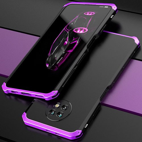 Luxury Aluminum Metal Cover Case 360 Degrees P01 for Xiaomi Redmi Note 9 5G Purple