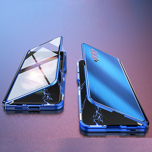 Luxury Aluminum Metal Cover Case 360 Degrees P02 for Samsung Galaxy Z Fold4 5G Blue