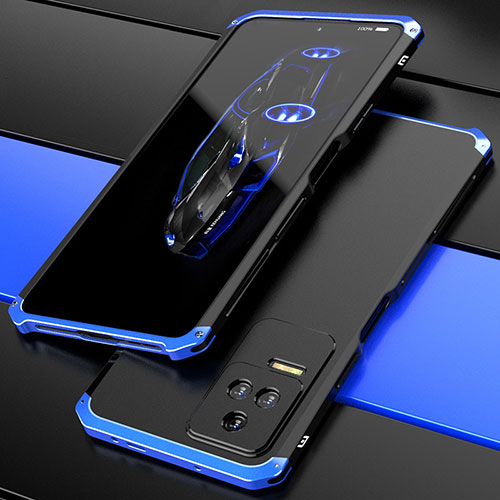 Luxury Aluminum Metal Cover Case 360 Degrees P02 for Xiaomi Redmi K50 Pro 5G Blue and Black