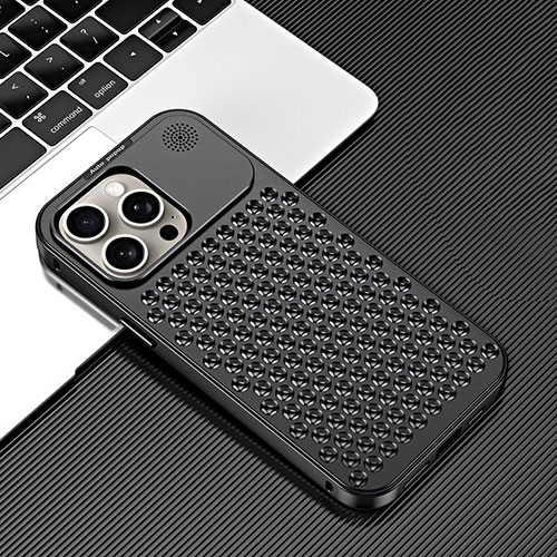 Luxury Aluminum Metal Cover Case 360 Degrees QC3 for Apple iPhone 15 Pro Black