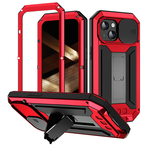 Luxury Aluminum Metal Cover Case 360 Degrees RJ3 for Apple iPhone 14 Red