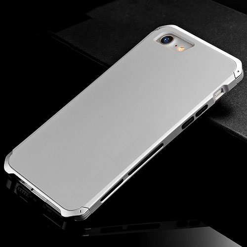 Luxury Aluminum Metal Cover Case for Apple iPhone 8 Silver