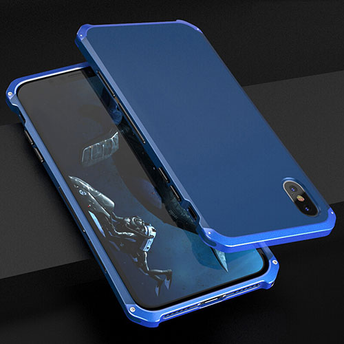 Luxury Aluminum Metal Cover Case for Apple iPhone X Blue