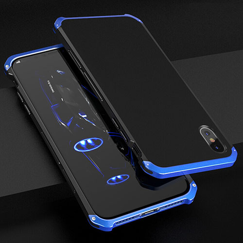 Luxury Aluminum Metal Cover Case for Apple iPhone Xs Max Blue and Black