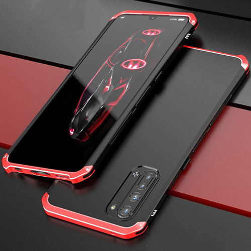 Luxury Aluminum Metal Cover Case for Oppo F15 Red and Black