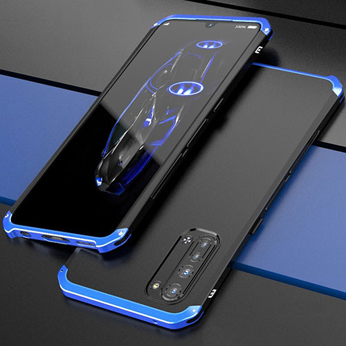 Luxury Aluminum Metal Cover Case for Oppo K7 5G Blue and Black