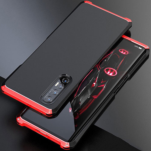 Luxury Aluminum Metal Cover Case for Oppo Reno3 Pro Red and Black