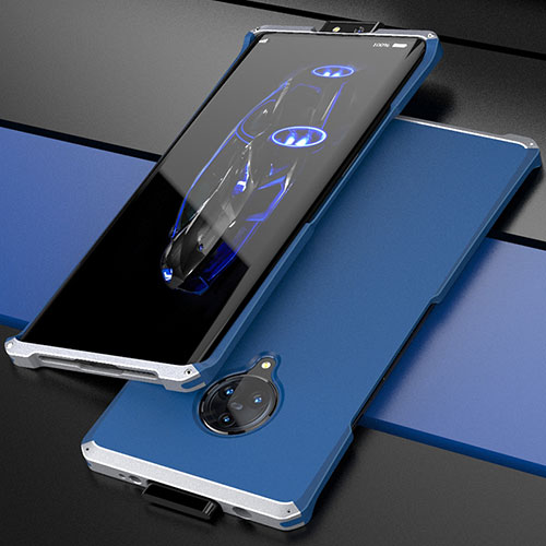 Luxury Aluminum Metal Cover Case for Vivo Nex 3 5G Silver and Blue