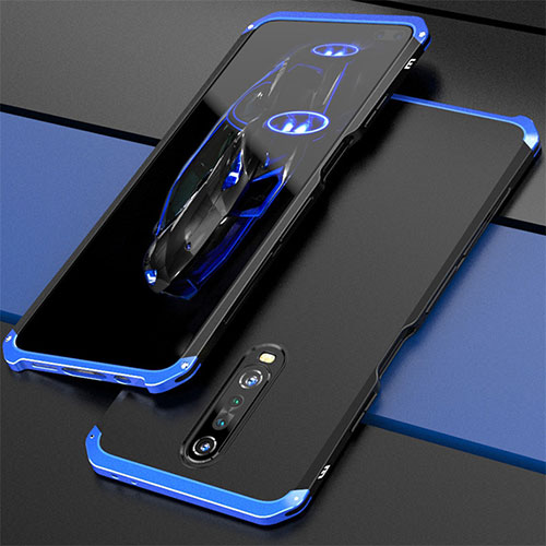 Luxury Aluminum Metal Cover Case for Xiaomi Redmi K30 4G Blue and Black