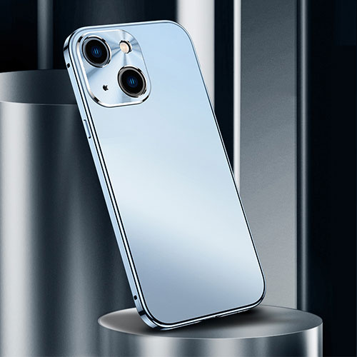 Luxury Aluminum Metal Cover Case M02 for Apple iPhone 15 Plus Blue