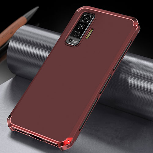 Luxury Aluminum Metal Cover Case M03 for Vivo X50 5G Red