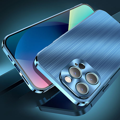 Luxury Aluminum Metal Cover Case M06 for Apple iPhone 13 Pro Blue