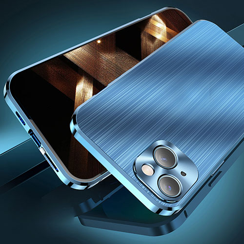 Luxury Aluminum Metal Cover Case M06 for Apple iPhone 15 Blue