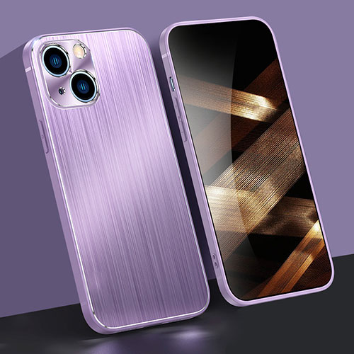 Luxury Aluminum Metal Cover Case M09 for Apple iPhone 15 Plus Purple