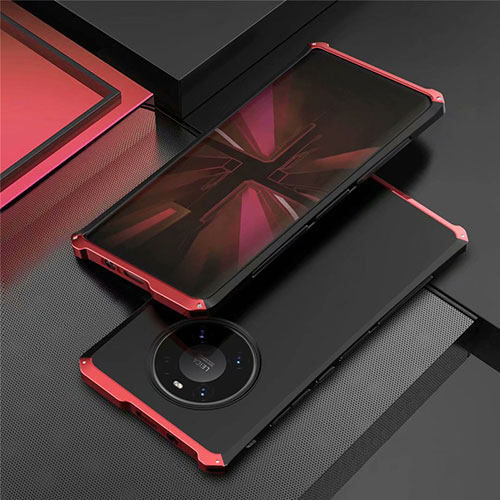 Luxury Aluminum Metal Cover Case T01 for Huawei Mate 40 Pro Red and Black