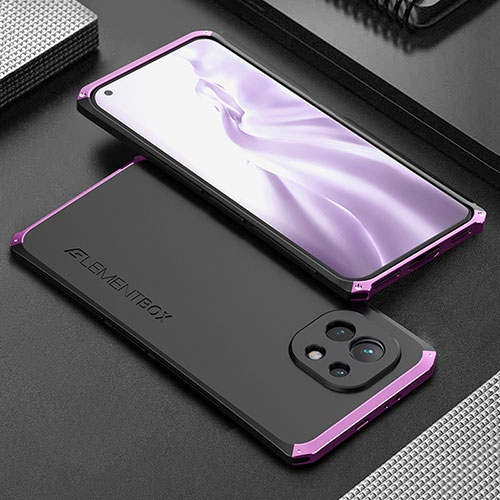 Luxury Aluminum Metal Cover Case T01 for Xiaomi Mi 11 Lite 4G Purple