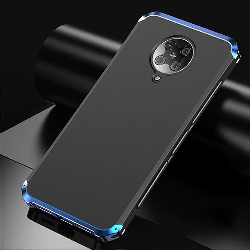 Luxury Aluminum Metal Cover Case T01 for Xiaomi Poco F2 Pro Blue and Black