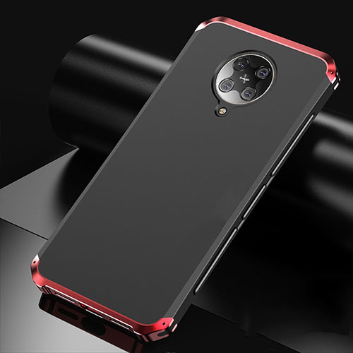 Luxury Aluminum Metal Cover Case T01 for Xiaomi Poco F2 Pro Red and Black