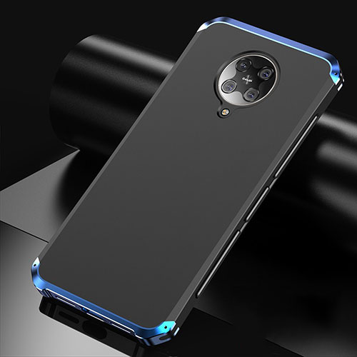 Luxury Aluminum Metal Cover Case T01 for Xiaomi Redmi K30 Pro 5G Blue and Black
