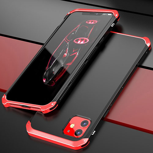 Luxury Aluminum Metal Cover Case T02 for Apple iPhone 11 Red and Black