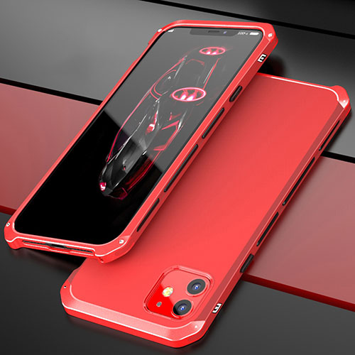 Luxury Aluminum Metal Cover Case T02 for Apple iPhone 12 Red