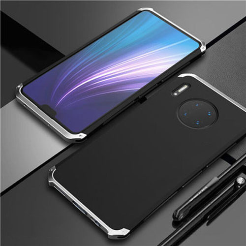 Luxury Aluminum Metal Cover Case T02 for Huawei Mate 30 Pro Silver and Black