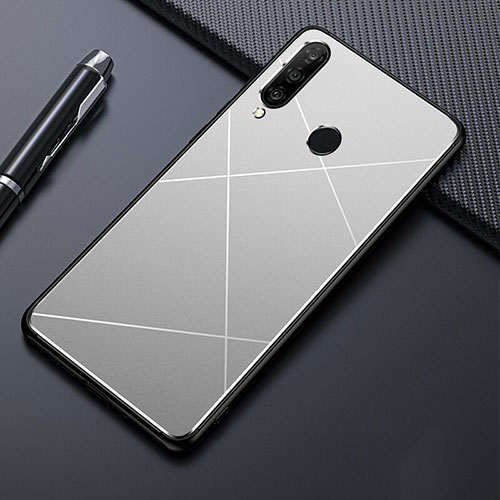 Luxury Aluminum Metal Cover Case T02 for Huawei Nova 4e Silver