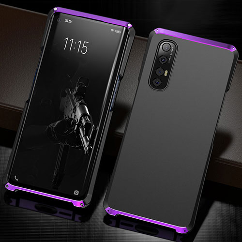 Luxury Aluminum Metal Cover Case T02 for Oppo Reno3 Pro Purple