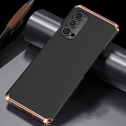 Luxury Aluminum Metal Cover Case T02 for Oppo Reno4 Pro 5G Gold and Black