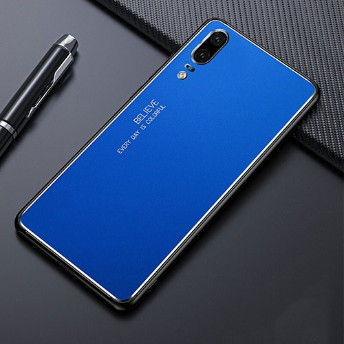 Luxury Aluminum Metal Cover Case T03 for Huawei P20 Blue