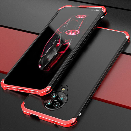 Luxury Aluminum Metal Cover Case T03 for Xiaomi Poco F2 Pro Red and Black