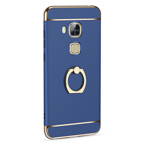 Luxury Aluminum Metal Cover with Finger Ring Stand for Huawei G8 Blue