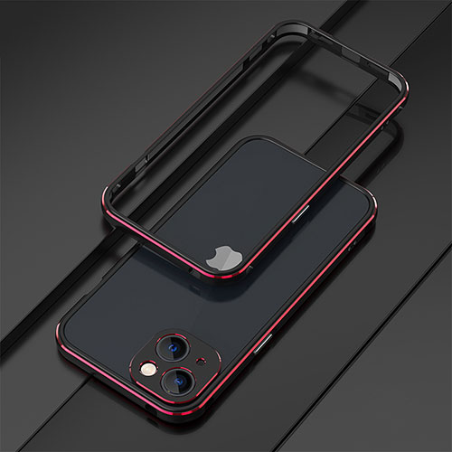 Luxury Aluminum Metal Frame Cover Case A01 for Apple iPhone 14 Plus Red and Black