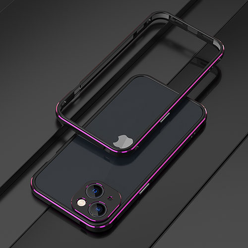 Luxury Aluminum Metal Frame Cover Case A01 for Apple iPhone 15 Plus Purple