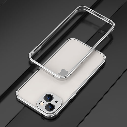 Luxury Aluminum Metal Frame Cover Case A01 for Apple iPhone 15 Plus Silver