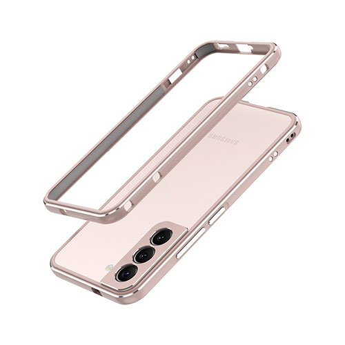 Luxury Aluminum Metal Frame Cover Case A01 for Samsung Galaxy S21 5G Rose Gold